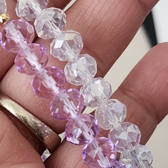 2 Crystal Glass Stretch Bracelet with AB Heart - Picture 4 of 7